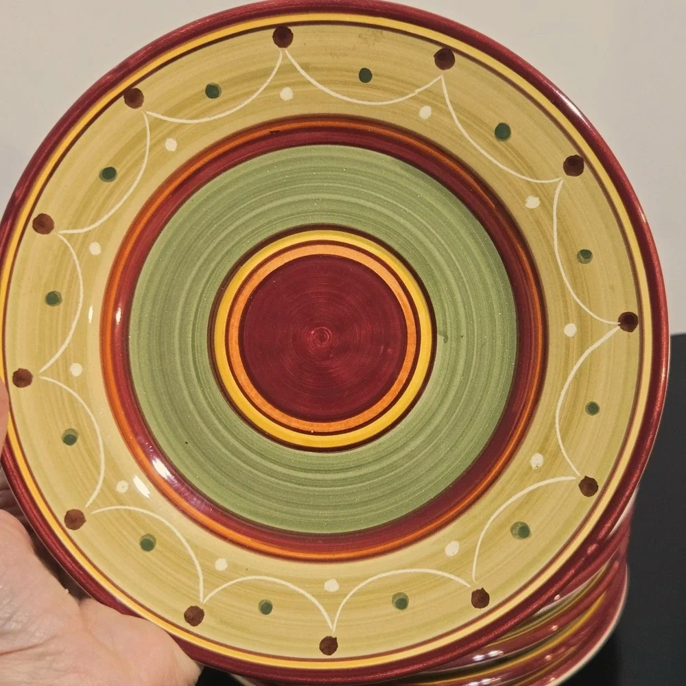 Pier 1 Etrusco Handpainted Salad Plates Set of 6 Luncheon Earthenware Italy 8